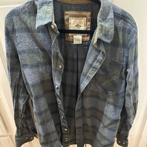 Blue and Green Plaid Button-Up Shirt